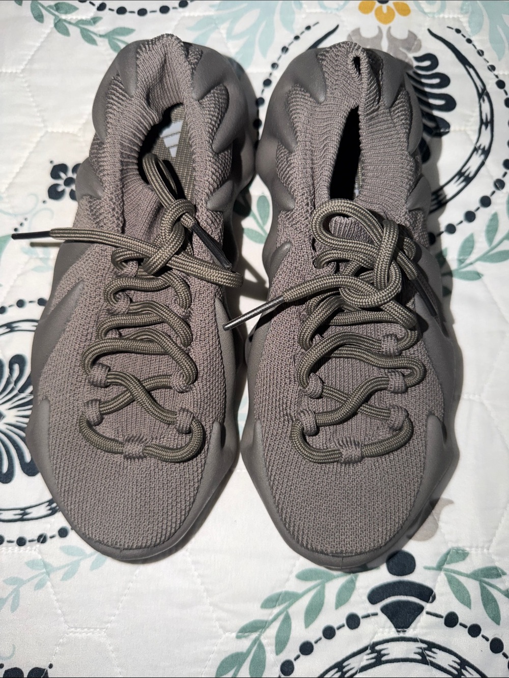 Yeezy Women's Knit Lace-Up Sneakers in Grey Taupe